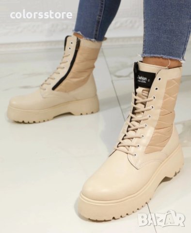 Равни боти - бежови - NB24, снимка 2 - Дамски боти - 35688875
