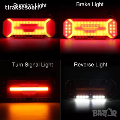 НОВ Модел LED Диодни стопове с динамичен мигач 34х13см 12V 24V, снимка 3 - Аксесоари и консумативи - 49335628