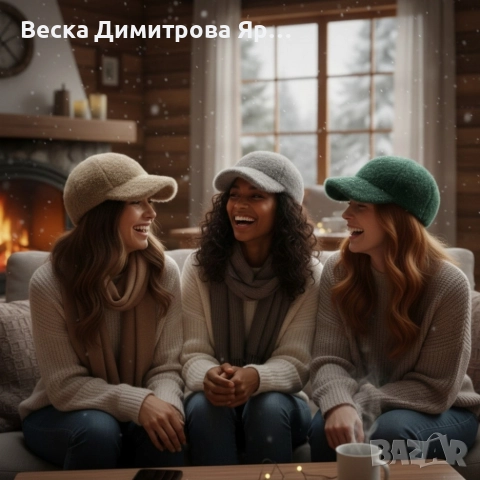 Топла дамска шапка с козирка – зимен пухкав модел, снимка 2 - Шапки - 52665647