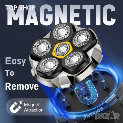 Самобръсначка за глава SOLIMPIA за мъже, 6D гъвкава глава, мокро/сухо, LED дисплей, снимка 3 - Електрически самобръсначки - 49937595