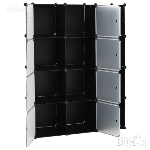 vidaXL Модулен шкаф с 9 отделения, 109x36,5x143 см, черно и бяло, снимка 4 - Шкафове - 56146354