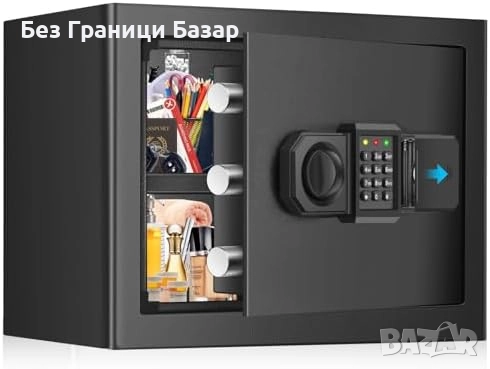 Нова каса Стоманена сейф кутия 25L с подсветка, рафт и алармена система
