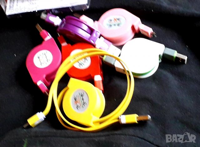 Кабел за захранване на телефони качествен сгъваем под формата на рулетка двустранно, снимка 1