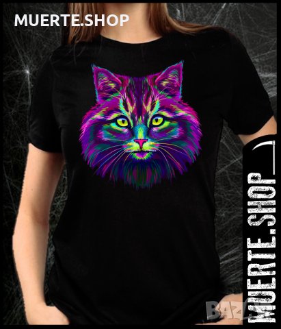 Дамска тениска с щампа NEON CAT