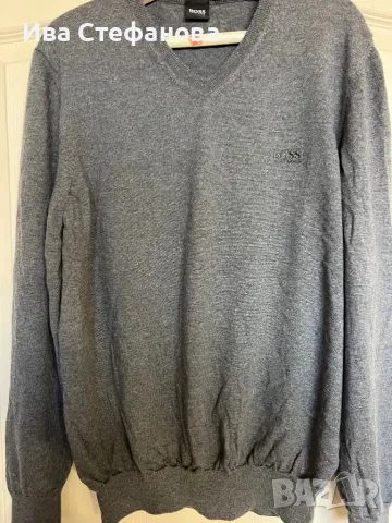 Нов 100 % оригинален тънък сив пуловер Hugo Boss , снимка 7 - Спортни дрехи, екипи - 48199350