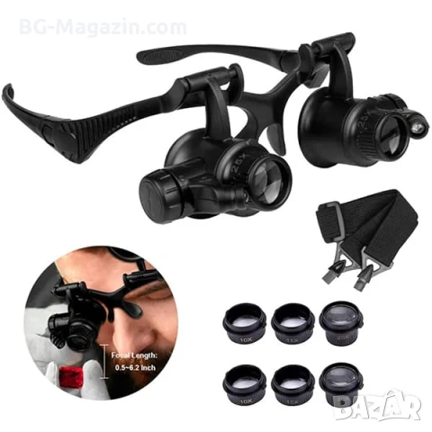 Мощна професионална увеличителна часовникарска лупа за глава с LED осветление бижутери часовникари, снимка 2 - Други инструменти - 50921224