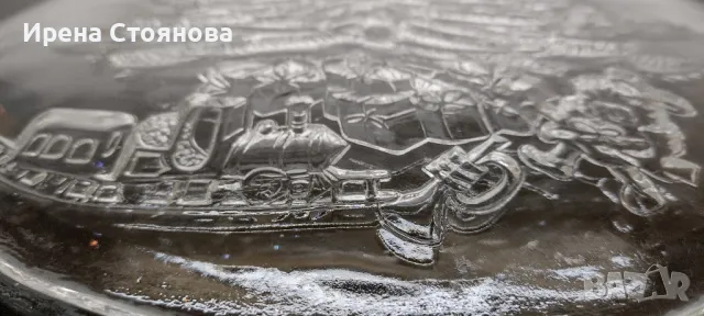 Стъклено плато с коледен  мотив. Vetreria Etrusca "Holiday collection" , Италия. , снимка 7 - Чинии - 47277129