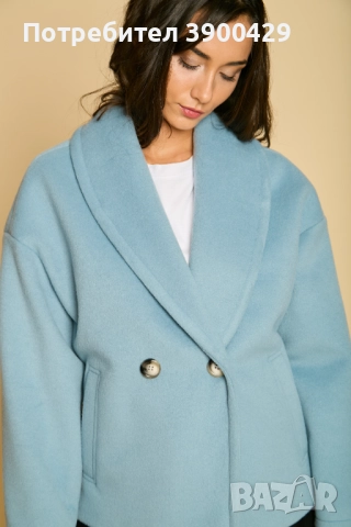 Дамско Вълнено Късо Палто Gabriel coat - Небесно Синьо, снимка 2 - Палта, манта - 52183881