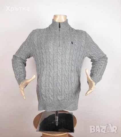 Polo Ralph Lauren Cable-Knit - Оригинален мъжки пуловер с цип р-р M, снимка 2 - Пуловери - 51936555