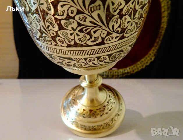  Царски бронзов бокал,чаша за вино,клетъчен емайл. , снимка 9 - Антикварни и старинни предмети - 41791804