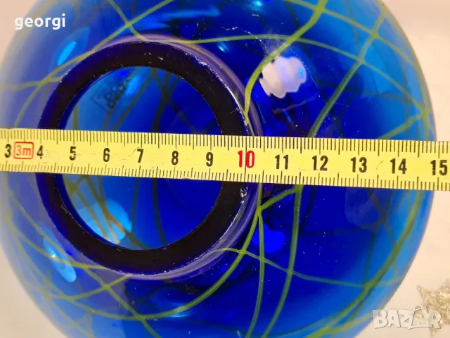 стъклена ваза синьо стъкло 24/4, снимка 5 - Вази - 49537822