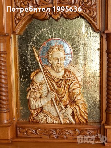Дърворезба, домашен иконостас с релеф на "Св. Мина ", снимка 3 - Други - 39336251
