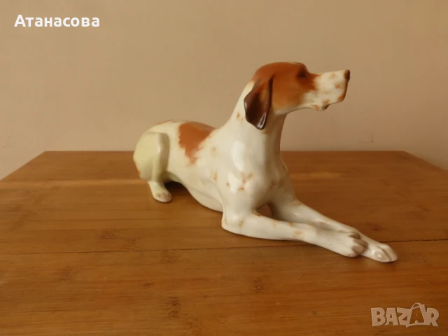 Порцеланова фигура Куче Поинтер ЛФЗ 1980 г, снимка 5 - Статуетки - 50588146