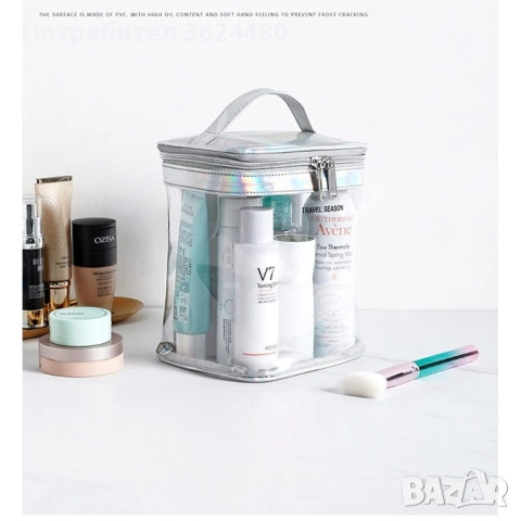 Прозрачна козметична чантичка  3982 вертикален, снимка 5 - Портфейли, портмонета - 52667225