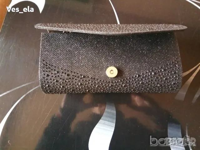 черна официална чанта с камъни, снимка 5 - Чанти - 47649529