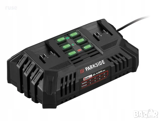 НОВИ! Двойно бързо зарядно Parkside 20V 2x 4.5A PDSLG 20 B2