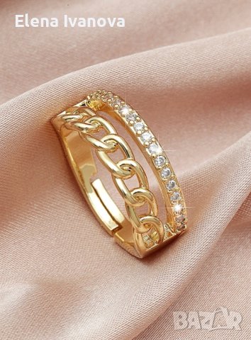 Уникален пръстен от висококачествена медицинска стомана с 14 к златно покритие