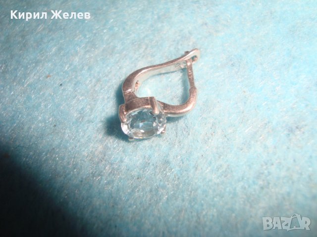 СТАРА СРЕБЪРНА ОБЕЦА - АНГЛИЯ ВИНТИДЖ АРТ ДЕКО БИЖУ с ФАСЕТИРАН СИН ЦИРКОН 25711, снимка 6 - Обеци - 35736250
