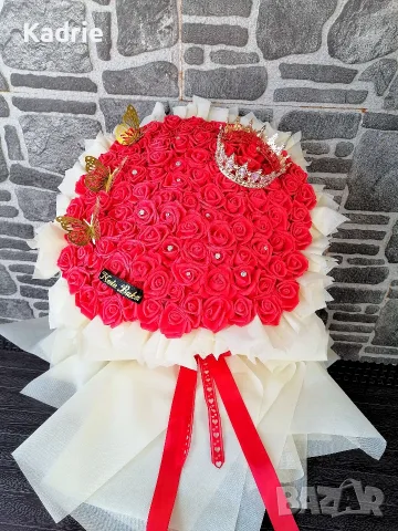 вечен букет 101🌹👑 човешки размер , снимка 5 - Романтични подаръци - 55849475