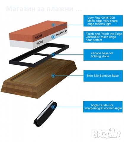 ЯПОНСКИ БРУС ЗА ЗАТОЧВАНЕ НА НОЖОВЕ С ДЪРВЕНА СТОЙКА - код 2813, снимка 7 - Други инструменти - 34152071