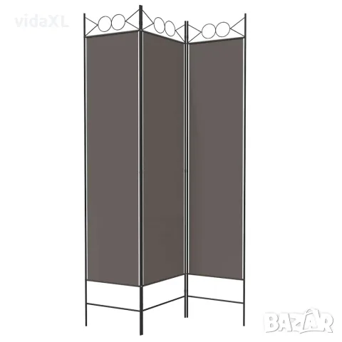 vidaXL Параван за стая, 3 панела, антрацит, 120x200 cм, текстил, снимка 4 - Паравани - 56147194