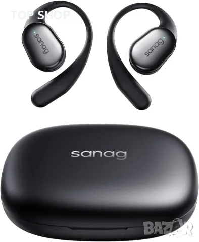 Слушалки с отворено ухо SANAG C16S Open Fit, безжични Bluetooth с микрофон, с куки за уши, бежово, снимка 2 - Безжични слушалки - 49627292