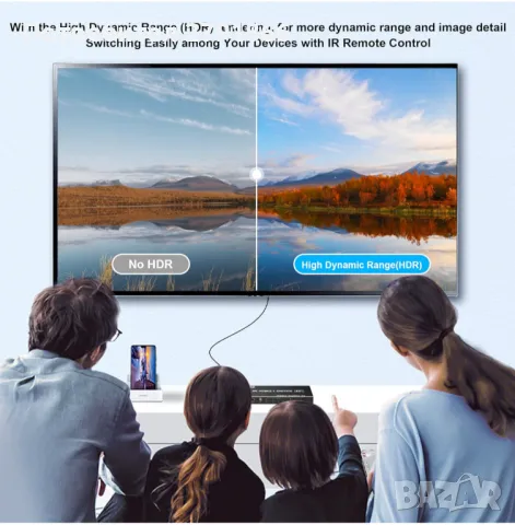 HDMI превключвател 4K 120Hz 8K 60Hz, 5 In 1 Out HDMI Splitter Switch with IR Remote, 5 Port HDMI 2.1, снимка 3 - Плейъри, домашно кино, прожектори - 48285402