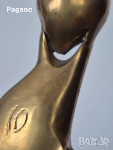 Ретро месингова статуетка „Делфин с топка“ – 18,5 см., снимка 3 - Антикварни и старинни предмети - 53294517