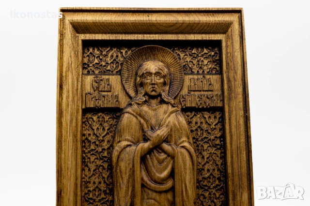 Релефна икона на света Марина от масивен дъб, снимка 6 - Икони - 53224790