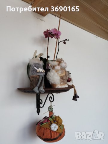 Стенни етажерки, цветарници изработени от дъбов масив с елементи от ковано желязо , снимка 14 - Декорация за дома - 40211525