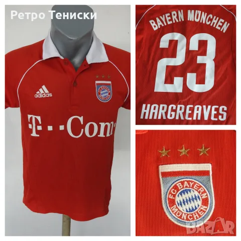 Тениска Bayern Munich — Домакински (Hargreaves #23) adidas — Деца размер L Червено (сезон 2005)