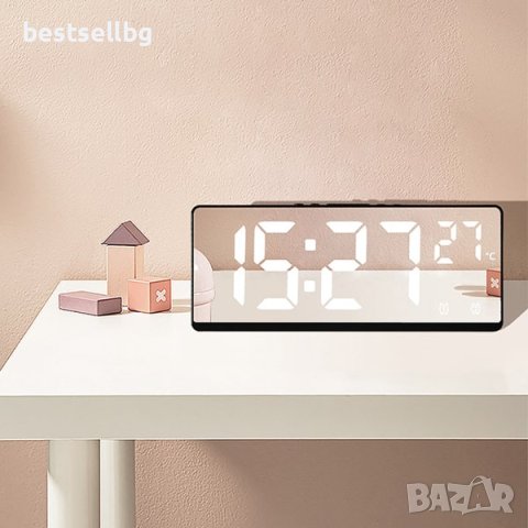 Електронен лед настолен часовник постоянно светещ в тъмното на ток, снимка 8 - Други - 42202077