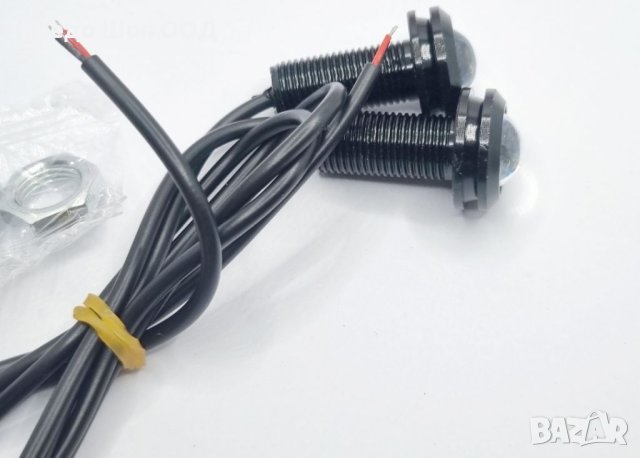 Комплект LED Диодни Дневни светлини 6000К бели, орлово око 18мм, снимка 3 - Аксесоари и консумативи - 41116351