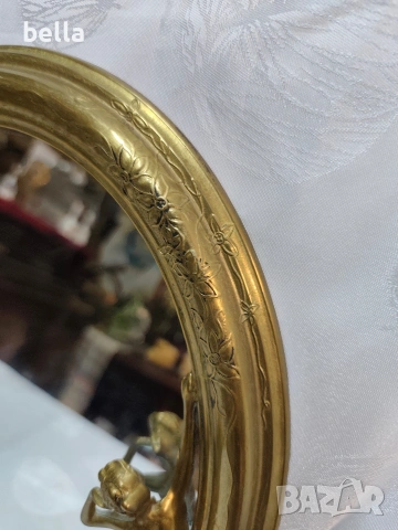 Антикварно настолно огледало с оглеждаща се жена, снимка 4 - Антикварни и старинни предмети - 53836175