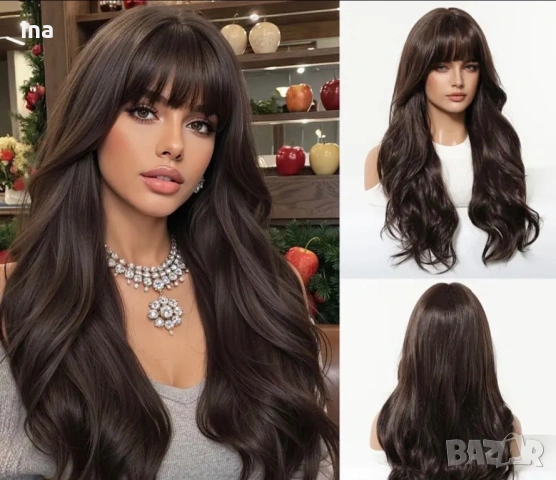 Тъмно кестенява перука луксозна