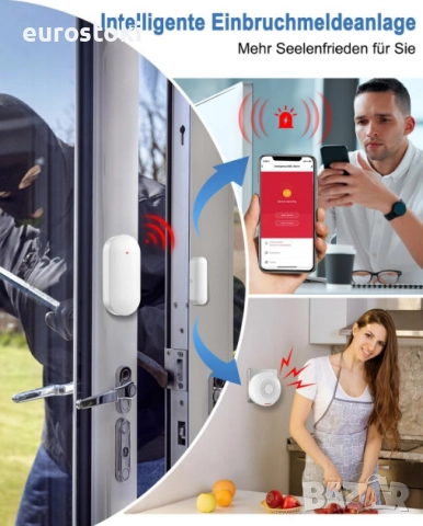 Интелигентна алармена система SanJie, 5 сензора за врати и прозорци, 2 дистанционни управления, 2.4G, снимка 7 - Други - 52566797