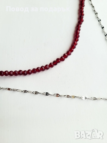 Сет от две колиета с панделка в бордо, снимка 6 - Колиета, медальони, синджири - 52536741