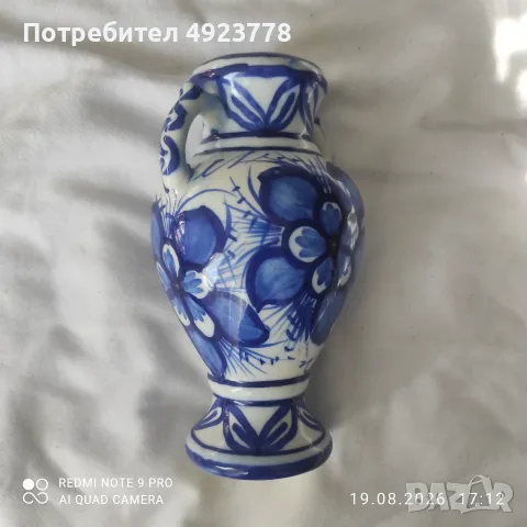 Ръчно рисувана и изпечена глинена ваза, снимка 2 - Ръчно изработени сувенири - 55724104