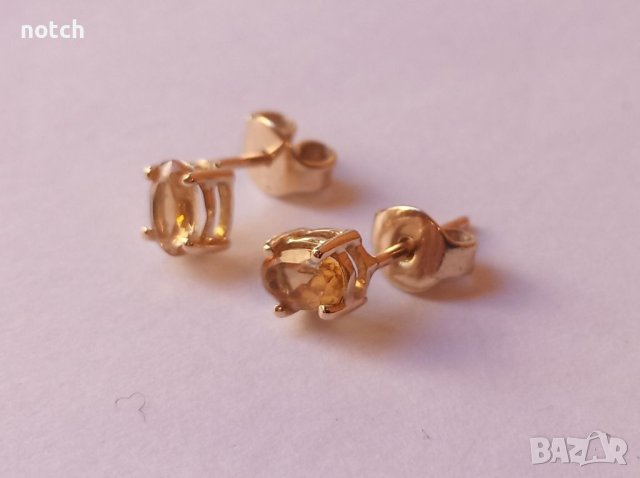 Златни обеци с цитрини, снимка 2 - Обеци - 41694317