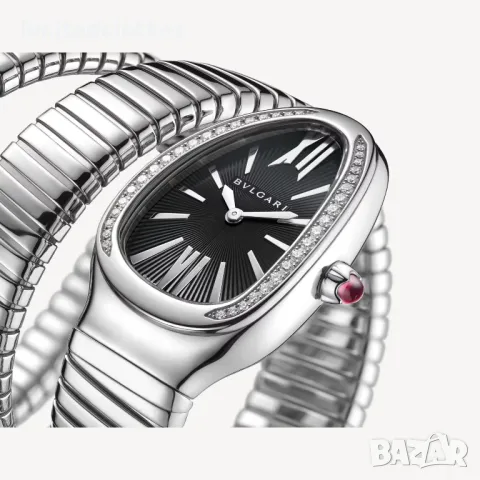 BVLGARI Serpenti Tubogas Snake Silver Black Diamonds Дамски Часовник , снимка 2 - Дамски - 48871671