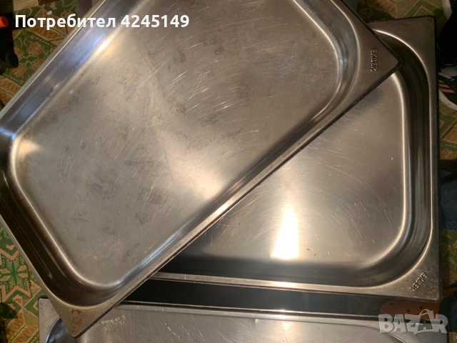 4 бр. гастронорм контейнери EKBER от неръждаема стомана 1/1GN, снимка 2 - Обзавеждане на кухня - 53824816