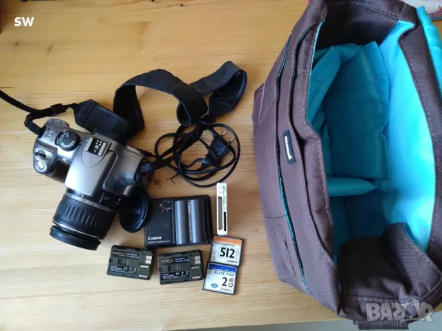 фото Canon EOS 300d + ef-s 18-55, 3 батерии+зарядно, 2 карти, чанта