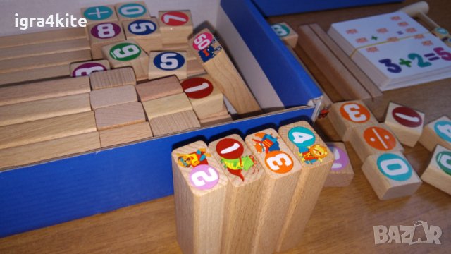 Дървена дженга с числа, животни, чук, зарове и карти, снимка 5 - Образователни игри - 34751721