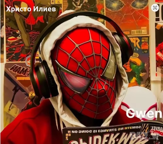 Маска Спайдърмен Марвел с мигащи магнитни светещи очи дистанционно пръстен Spiderman Marvel карнавал, снимка 12 - Други - 51852468