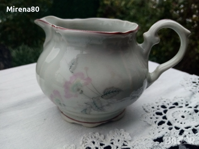 Чайник и каничка - стар български порцелан, снимка 3 - Антикварни и старинни предмети - 52565194