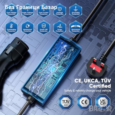 Нов Бърз Заряден Кабел за Електромобили, Тип 2, 6м, 3.3kW зарядно, снимка 4 - Аксесоари и консумативи - 44177165