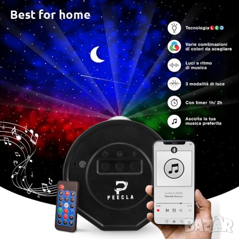  Проектор звездна галактика с Bluetooth високоговорител Peecla Galaxy, снимка 3 - Детски нощни лампи - 42478489