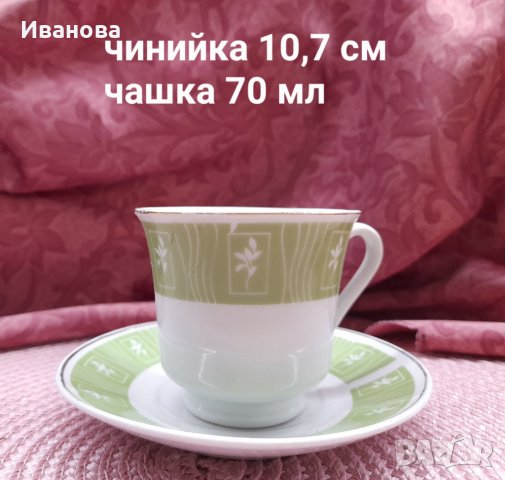4 сетчета за късо кафе в бяло и зелено с ПоДаРъК пето сетче и лъжички, снимка 2 - Сервизи - 41543577