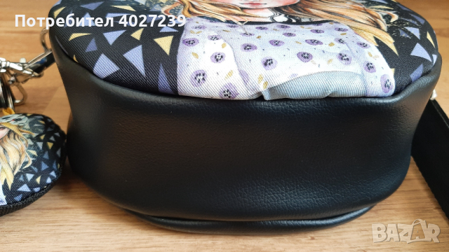 Комплект кръгла чанта и портмоне + подарък , снимка 7 - Чанти - 44836264