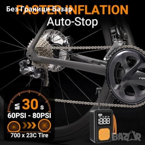 Нова Мини електрическа помпа 150 PSI с манометър за гуми колело компресор, снимка 2 - Друга електроника - 52273599